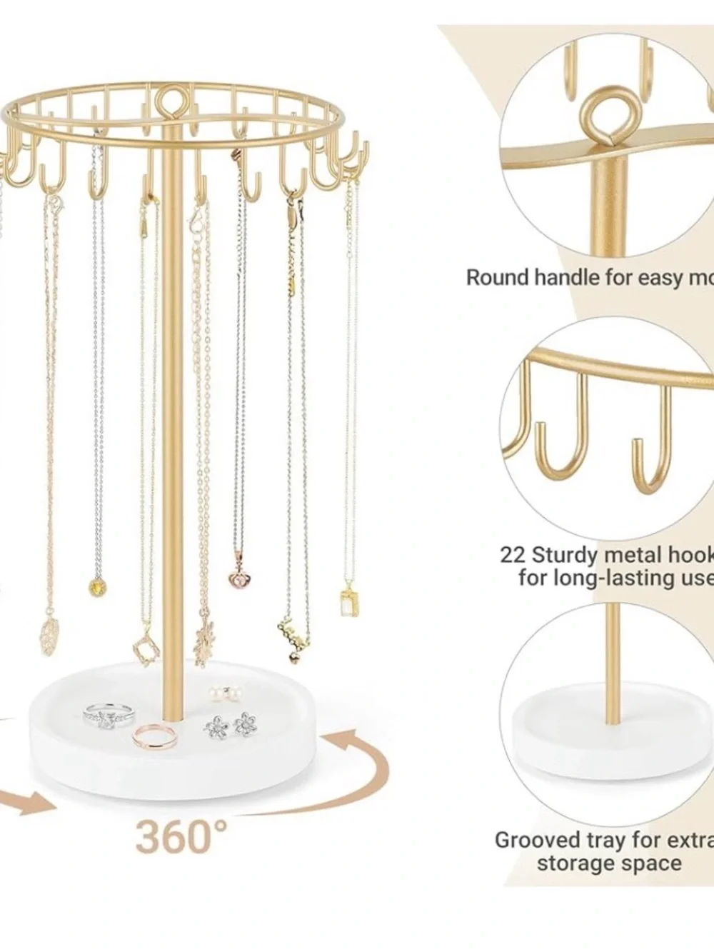 Mkono jewelry holder gold and white
